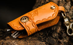 Handmade Leather Tooled Mens Cool Car Key Wallet Car Key Holder Car KeyChain for Men - imessengerbags