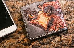 Handmade Leather Eagle Tooled Mens billfold Wallet Cool Leather Wallet Slim Wallet for Men - imessengerbags