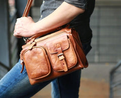 Vintage Brown Leather Mens Messenger Bag Handbag Shoulder Bag for men