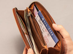 Vintage Leather Long Wallets for Men Zipper Long Wallet - imessengerbags