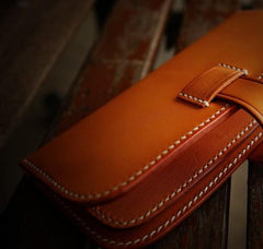 Handmade Leather Men Slim Cool Leather Wallet Long Phone Clutch Wallets for Men - imessengerbags