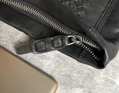 Genuine Leather Braided Mens Clutch Cool Slim Wallet Zipper Clutch Wristlet Wallet for Men