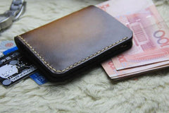 Vintage Leather Brown Mens Slim Small Wallet Leather Bifold Wallets for Men - imessengerbags