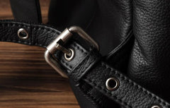 Genuine Leather Mens Cool Backpack Sling Bag Large Black Travel Bag Hiking Bag for men