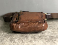 Genuine Leather Mens Cool Chest Bag Sling Bag Crossbody Bag Travel Bag Hiking Bag for men - imessengerbags