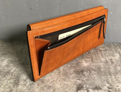 Handmade Leather Mens Cool Wallet Long Leather Wallet Clutch Wristlet Wallet for Men Women - imessengerbags
