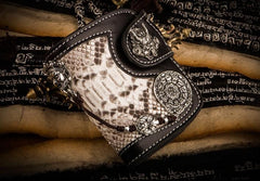 Handmade Leather Biker Wallet Mens Cool Short Chain Wallet Trucker Wallet with Chain