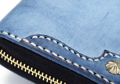 Handmade Leather Mens Clutch Wallet Cool Takahashi Wallet Long Zipper Wallets for Men - imessengerbags