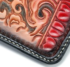 Handmade Leather Chinese Lion Mens Chain Biker Wallet Cool Leather Wallet With Chain Wallets for Men - imessengerbags