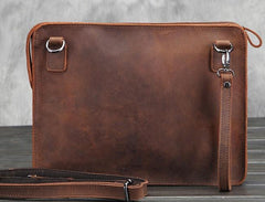 Vintage Small Leather Mens Messenger Bag Clutch Wristlet Shoulder Bag for Men