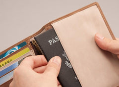 Vintage Leather Men Small Slim Travel Wallet Passport Wallet for Men - imessengerbags