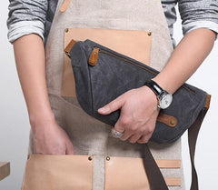 Gray Cool Canvas Mens Sling Bag Chest Bag One Shoulder Packs for men