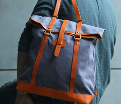 Canvas Leather Mens Backpack Travel Backpacks Laptop Backpack for men - imessengerbags