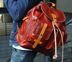 Cool Handmade Leather Mens Backpack Travel Backpacks Laptop Backpack for men - imessengerbags