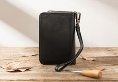 Cool Black Wristlet Wallet Leather Mens Long Wallet Long Wallet for Men - imessengerbags