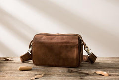 Cool Small Mens Leather Camel Bag Messenger Bags Shoulder Bags  for Men