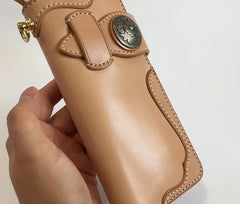 Handmade Leather Biker Wallet Mens Cool Chain Wallet Trucker Wallet with Chain