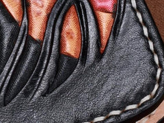 Handmade Leather Mens Clutch Wallet Cool Zhong Kui Tooled Wallet Long Zipper Wallets for Men - imessengerbags