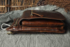 Mens Leather Small Side Bag COURIER BAG Waist Pouch Holster Belt Case Belt Pouch for Men