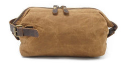Cool Canvas Leather Mens Zipper Wristlet Bag Vintage Clutch Zipper Bag for Men