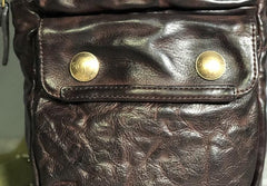 Genuine Leather Mens Cool Chest Bag Sling Bag Crossbody Bag Travel Bag Hiking Bag for men - imessengerbags