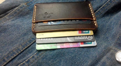 Handmade Leather Mens Slim Front Pocket Wallets Leather Card Wallet for Men - imessengerbags