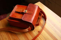 Handmade Vintage Brown Leather Mens School Shoulder Bags Messenger Bag for Men