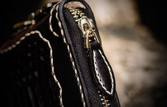 Handmade Leather Mens Chain Biker Wallet Cool Leather Wallet Long Clutch Wallets for Men - imessengerbags