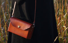 box shoulder bag Handmade Leather Box Bag Mens Crossbody Cell Phone Purse Crossbody Womens Leather Phone Crossbody Bag