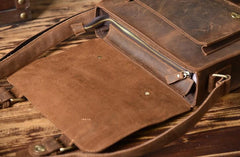 Handmade Leather Mens Cool Messenger Bag Briefcase Work Bag Business Bag for men - imessengerbags
