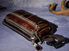 Cool Leather Mens Fanny Pack Waist Bag Hip Pack Belt Bag Bumbag for Men