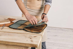 Gray Canvas Leather Mens Large Clutch Wallet Zipper Wristlet Bag Purse for Men