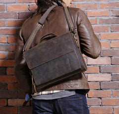 Vintage Coffee Leather Mens Briefcases Work Bag Laptop Bag Business Bag for Men - imessengerbags