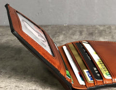 Handmade Genuine Leather Mens Cool Slim Leather Wallet Men Small Wallets Bifold for Men - imessengerbags