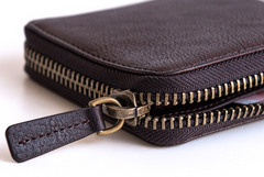 Genuine Leather Mens Cool billfold Leather Wallet Men Small Zipper Wallets Bifold for Men - imessengerbags