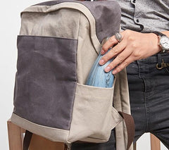 Canvas Gray Mens Cool Backpack Canvas Travel Bag Canvas School Bag for Men