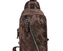 Cool Waxed Canvas Mens  Chest Bag Sling Bag One Shoulder Packs for men - imessengerbags
