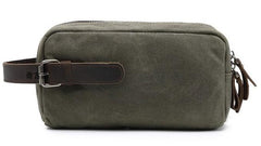 Cool Waxed Canvas Leather Mens Zipper Wristlet Bag Vintage Clutch Zipper Bag for Men - imessengerbags