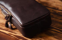 Handmade Leather Mens Cool Chest Bag Sling Bag Crossbody Bag Travel Bag Hiking Bag for men