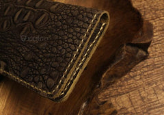 Handmade Leather Alligator Pattern Mens Cool Travel Long Wallet Card Holder Card Slim Clutch Wallets for Men - imessengerbags