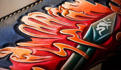 Handmade Leather Men Tooled Acalanatha Cool Leather Wallet Long Phone Clutch Wallets for Men - imessengerbags