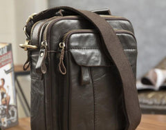 Cool Leather Mens Small Side Bag Messenger Bags Shoulder Bags for Men