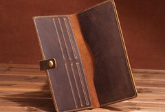 Handmade Cool Leather Wallets Long Leather Wallet Bifold Long Wallet For Men - imessengerbags