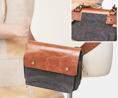 Canvas Leather Mens Belt Pouch Waist Bag Fanny Pack Small Side Bag for Men - imessengerbags