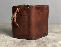 Handamde Genuine Leather Mens Cool Key Wallet Card Slim Wallet Key Holder Car Key Case for Men - imessengerbags