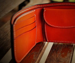 Handmade Leather Bifold Mens billfold Wallet Cool Slim Wallet Biker Wallet for Men - imessengerbags