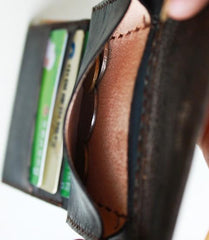 Handmade Vintage Leather Mens Small Bifold Wallet Cool billfold Wallet for Men - imessengerbags