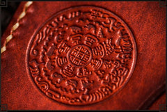 Handmade Leather Men Tooled Chinese Lion Cool Leather Wallet Long Phone Wallets for Men - imessengerbags