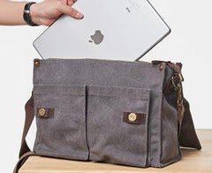 Mens Canvas Gray Cool Side Bag Messenger Bag Canvas Shoulder Bag for Men