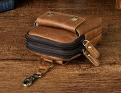 Leather Mens WAIST POUCH with Belt Loop Cell Phone Holster Belt Pouch for Men - imessengerbags